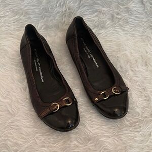 Attilio Giusti Leombruni Brown and Gold Leather Loafers with Decorative Rings